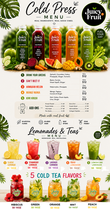 Juicy Fruit Juice Bar Smoothies & Cold Press Beverages