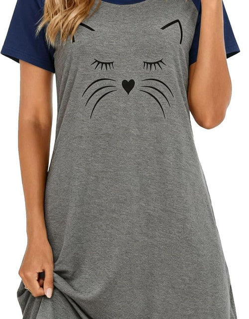 Load image into Gallery viewer, Womens Nightgowns Short Sleeve Nightshirts Printed Sleepwear Soft Sleep Shirts S-3XL
