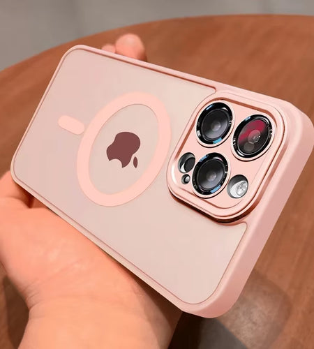 Magnetic Luxury Lens Protector Matte Translucent Case for Iphone 17 16 15 14 13 12 11 Pro Max for Magsafe Wireless Charger Cover