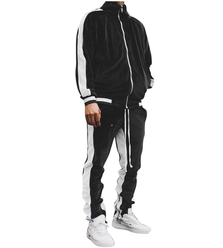 Velour Tracksuit Mens,2023 Men'S Velour Tracksuit 2 Pieces Winter Warm Full Zip up Jacket Sweatpants Fitness Sportswear Sweatsuit Jogger Sets