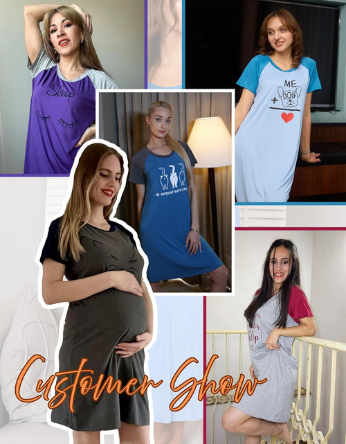 Load image into Gallery viewer, Womens Nightgowns Short Sleeve Nightshirts Printed Sleepwear Soft Sleep Shirts S-3XL
