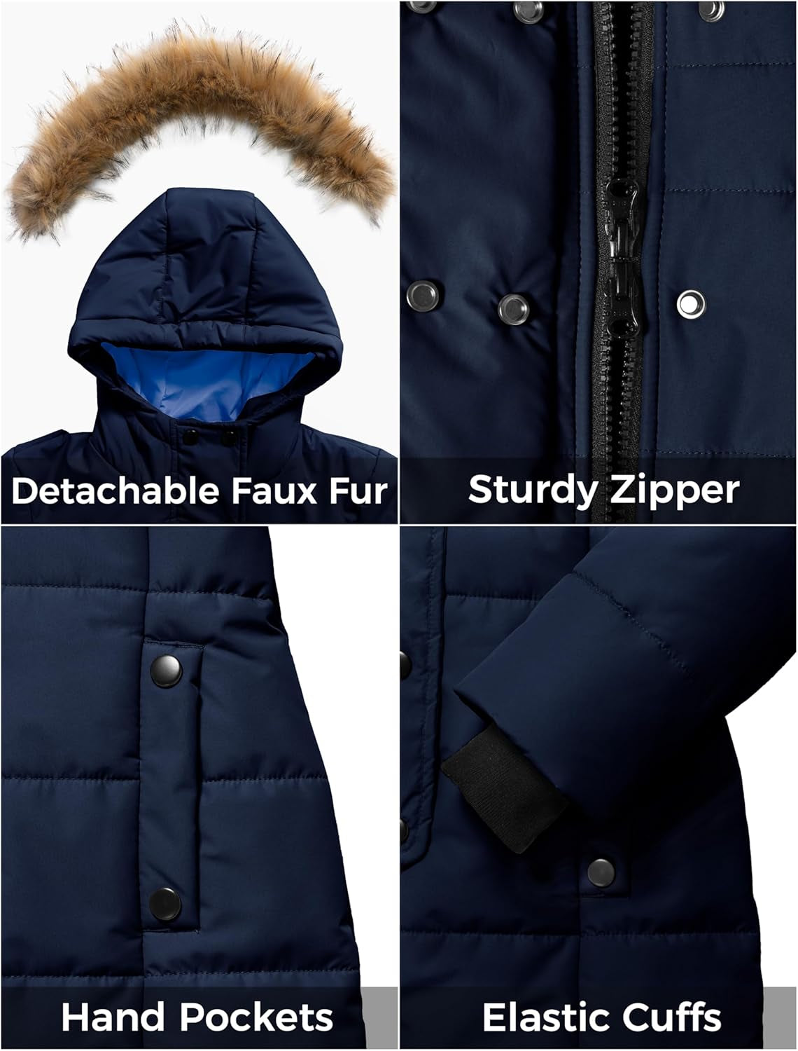Girls' Long Winter Coat Parka Water Resistant Warm Puffer Jacket