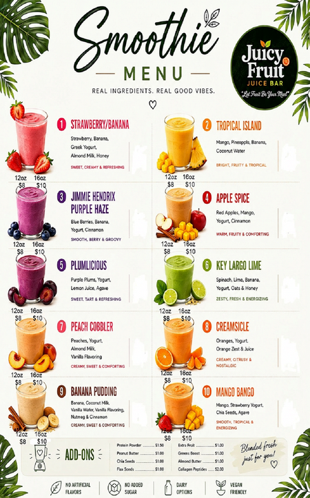 Juicy Fruit Juice Bar Smoothies & Cold Press Beverages