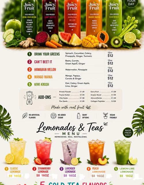 Load image into Gallery viewer, Juicy Fruit Juice Bar Smoothies &amp; Cold Press Beverages
