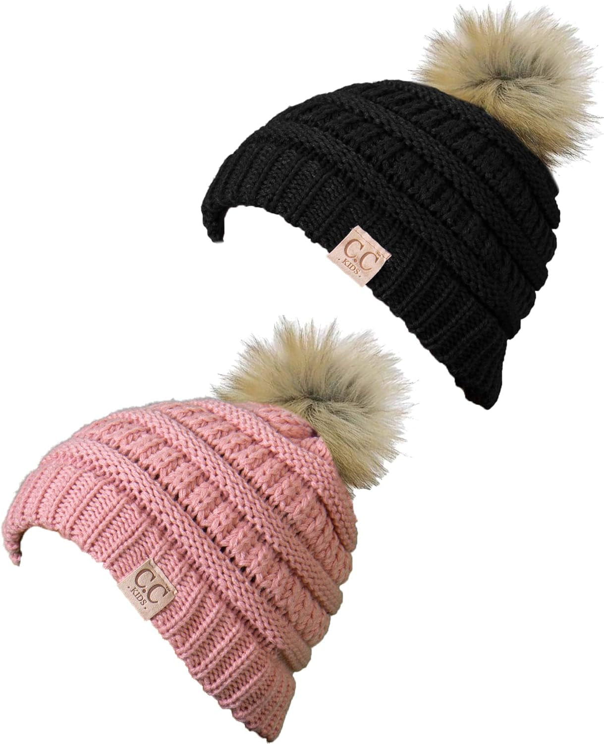 Kids Beanie Baby Toddler Cable Knit Children’S Pom Winter Hat