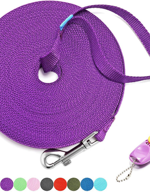 Load image into Gallery viewer, 15 Ft, 20 Ft, 30 Ft, 50 Ft, 100 Ft Long Training Leash for Dog Cat Training, Play, Camping, or Backyard Lead with Free Training Clickers for Small, Medium and Large Dogs or Cats
