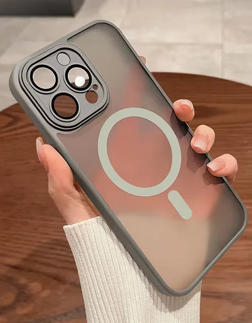 Load image into Gallery viewer, Magnetic Luxury Lens Protector Matte Translucent Case for Iphone 17 16 15 14 13 12 11 Pro Max for Magsafe Wireless Charger Cover
